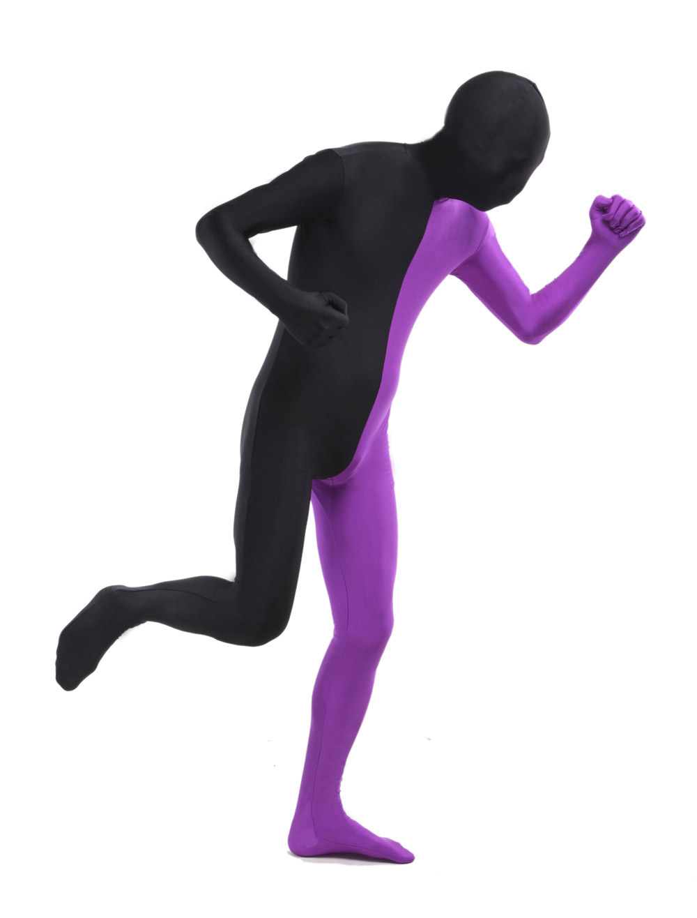 Morph Suit Purple And Black Lycra Spandex Zentai Suit Unisex Full Body