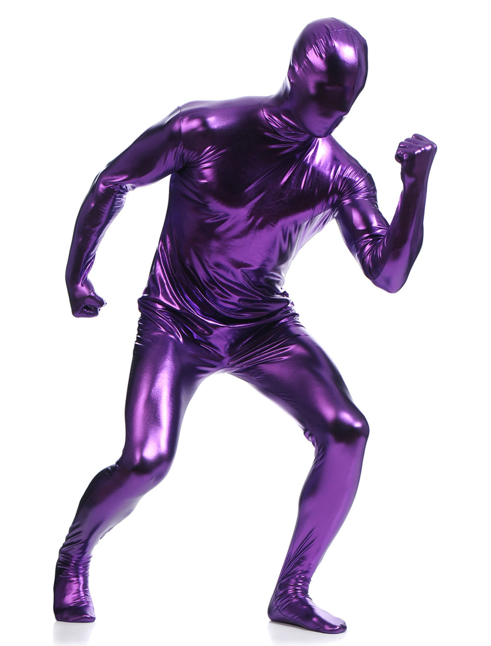 Deep Purple Zentai Suit Adults Full Body Shiny Metallic Bodysuit For