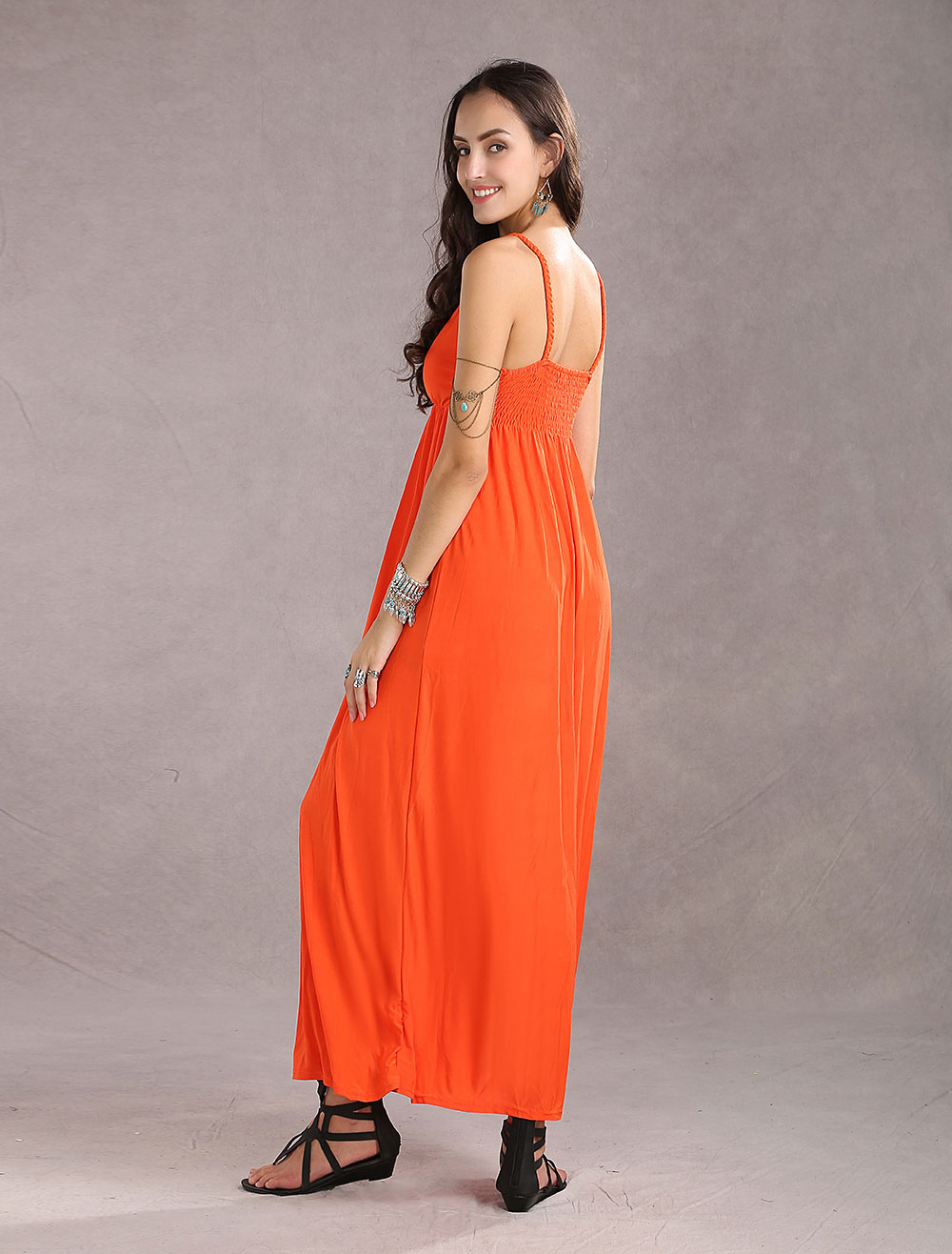 Maxikleid Orange Sommerkleider Lang Rmellos Mit Tr Gern Damenmode Maxi