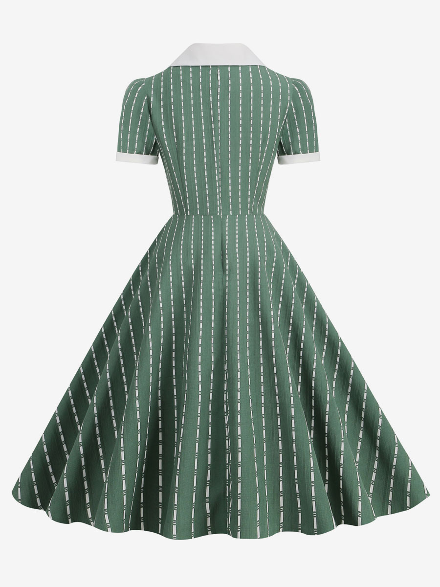 Vintage Kleid Peter Pan Kragen Knöpfe 1950er Jahre Audrey Hepburn