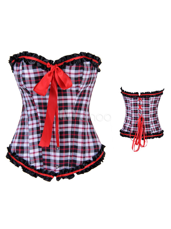 Hot redhead plaid corset