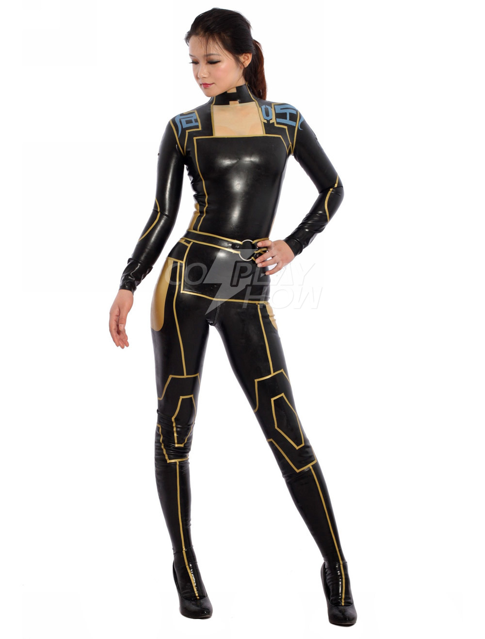 Halloween Sexy Latex Catsuit Black Ninja Bodysuit - Cosplayshow.com