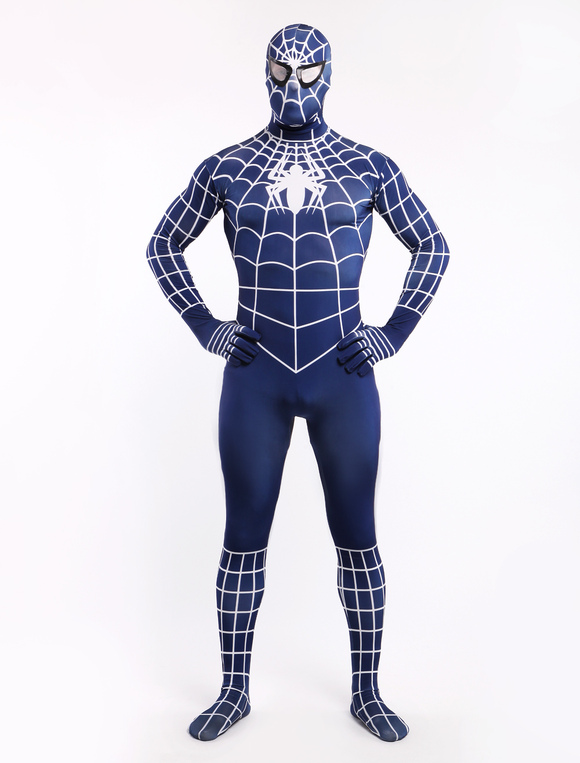 Navy Blue Spiderman Zentai Suit Halloween Lycra Spandex Super Hero ...