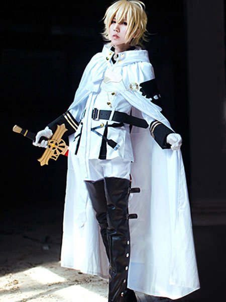Anime Seraph of the end Vampire Mikaela Hyakuya Cosplay White uniform