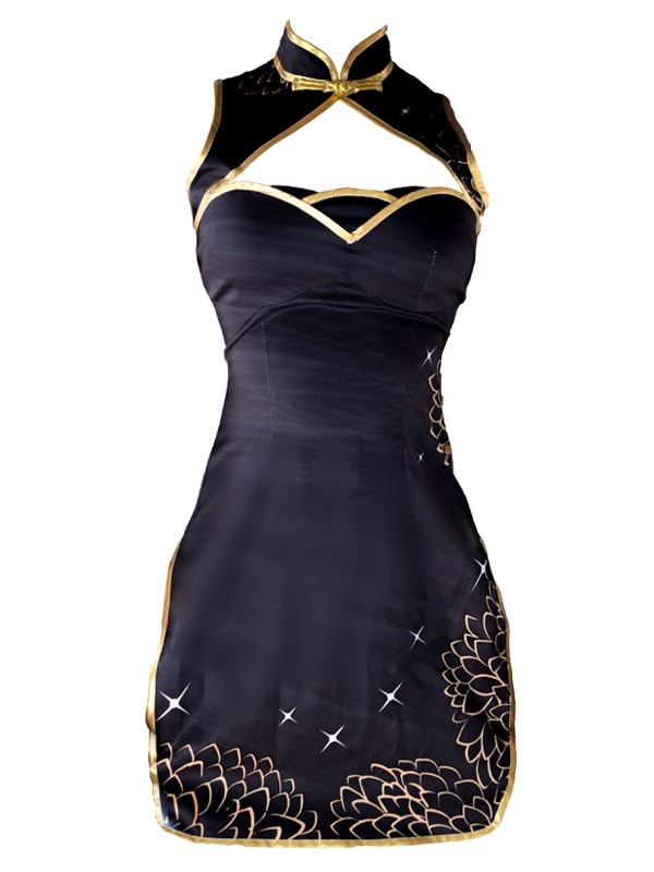 black and gold cheongsam