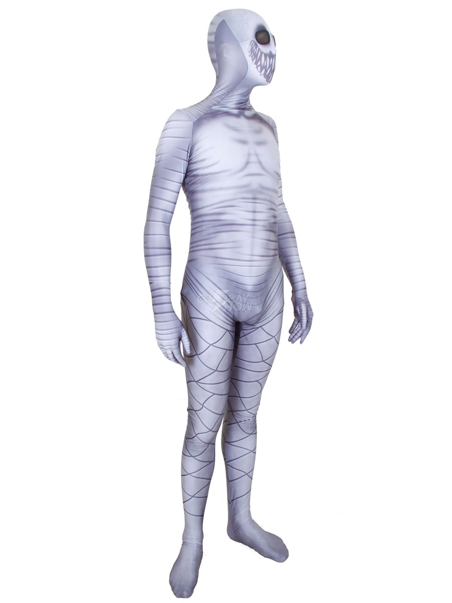 Grey Skeleton Print Zentai Suit Full Body Lycra Spande