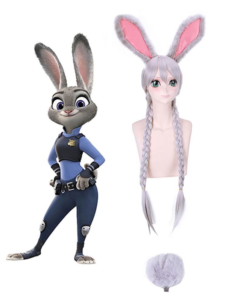 Zootopia Judy Hopps Rabbit Cosplay Accessories Ears Tails Synthetic ...