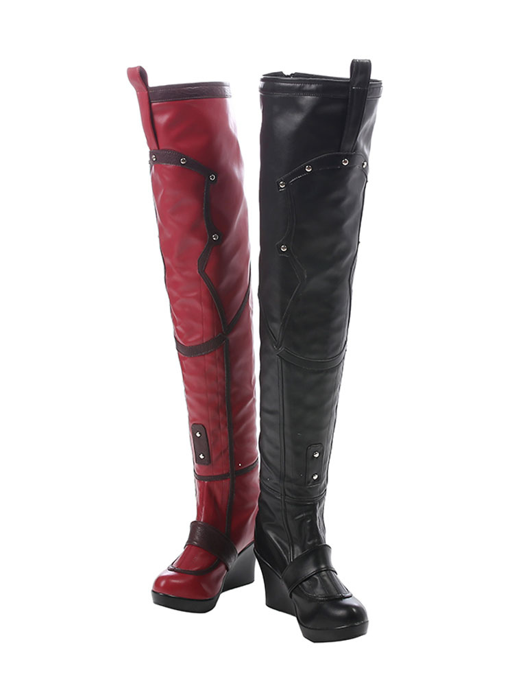 Batman Arkham Knight Harley Quinn High Heal Boots Shoe Cosplay Costume Halloween