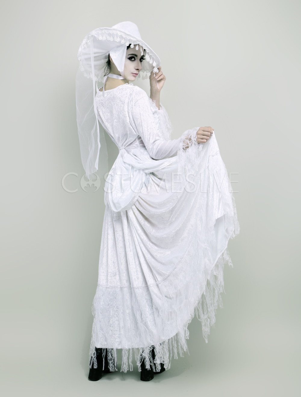 Halloween Zombie Costume Costume médiéval blanc Cosplay - Costumeslive.com