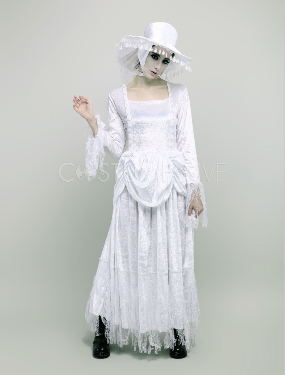 Halloween Zombie Costume Costume médiéval blanc Cosplay - Costumeslive.com