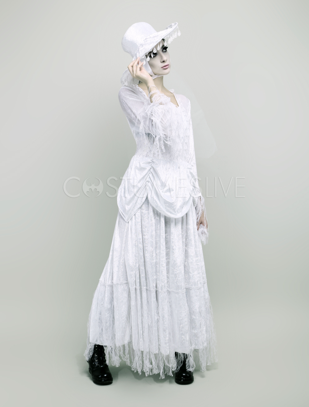 Halloween Zombie Costume Costume médiéval blanc Cosplay - Costumeslive.com