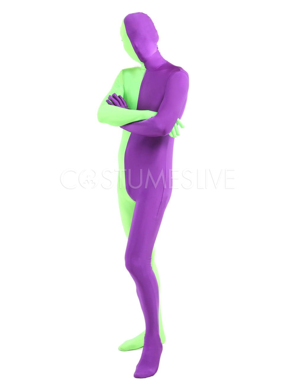 Morph Suit Green Purple Lycra Spandex Full Body Zentai Suit Costumeslive Com - green morph suit roblox