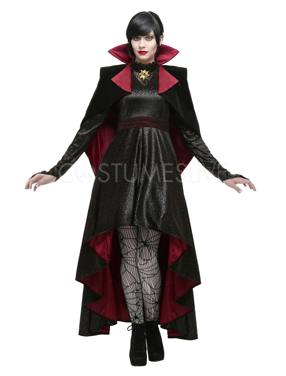 Halloween Vampire Costume Women Black Adult Holiday Costume Outfit 2 Pieces Costumeslive Com