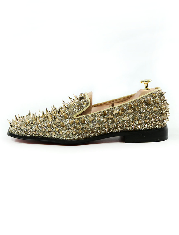 gold prom loafers
