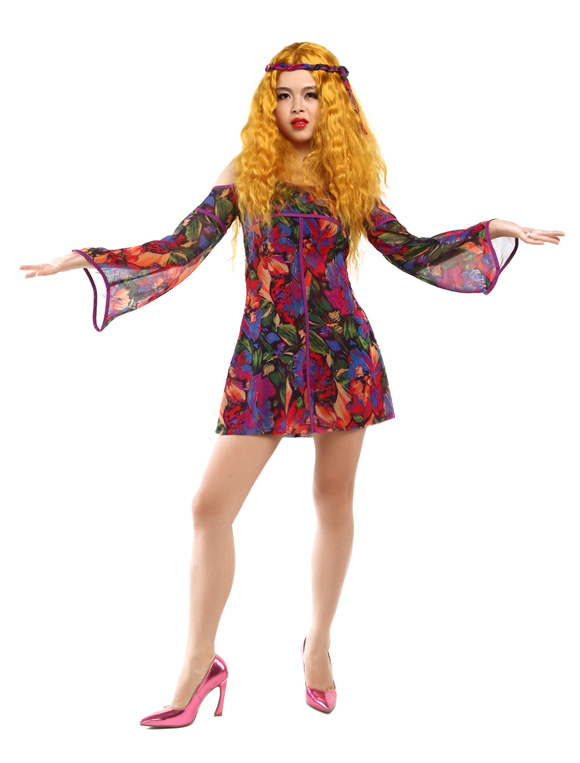 Sexy MultiColor SilkLike Hippie Halloween Costumes