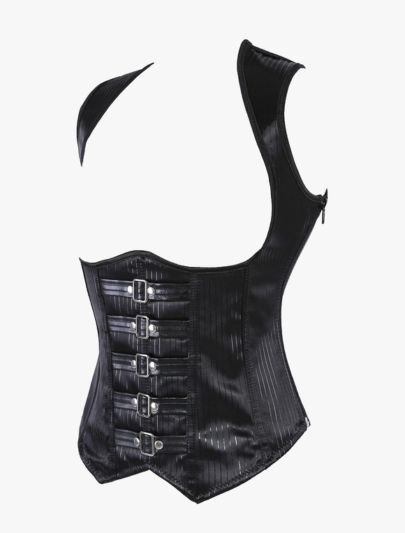 Black Buckle Cotton Blend Women‘s Steampunk Corsets