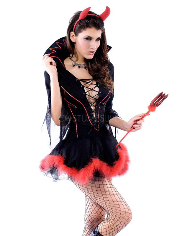 Sexy Black Acrylic Spandex Dress Womens Demon Halloween cosplay costume ...