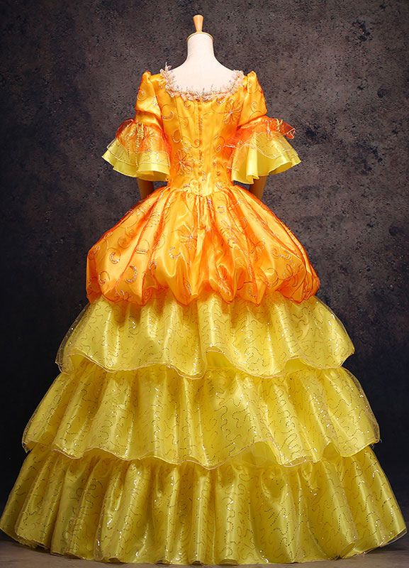 Embroidery Off The Shoulder Royal Dress - Costumeslive.com