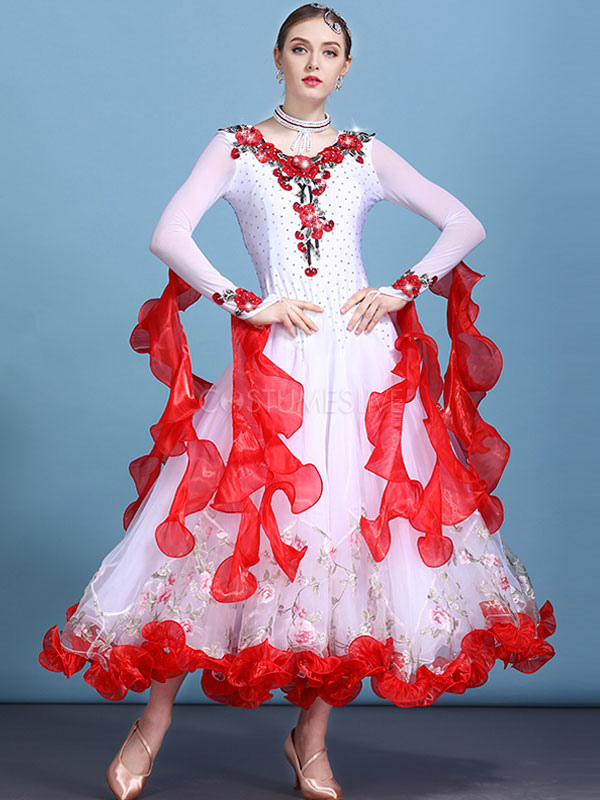 red ballroom dance dress