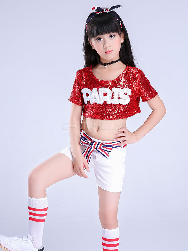 red sequin dance top