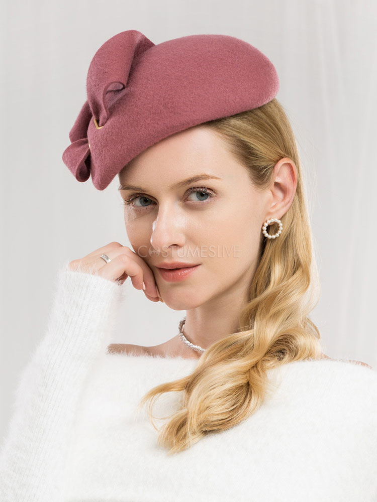 Retro Wool Hat Women Felt Hat Royal Vintage Headpieces - Costumeslive.com