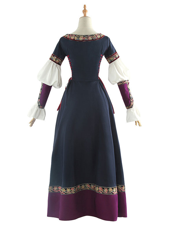 プリンセス 女性用 貴族ドレス 中世 ドレス ディープブルー ポリエステル マルディグラ ドレス ルネッサンス 中世 ドレス 貴族ドレス ヨーロッパ 宮廷風 レトロ Costumeslive Com Jp