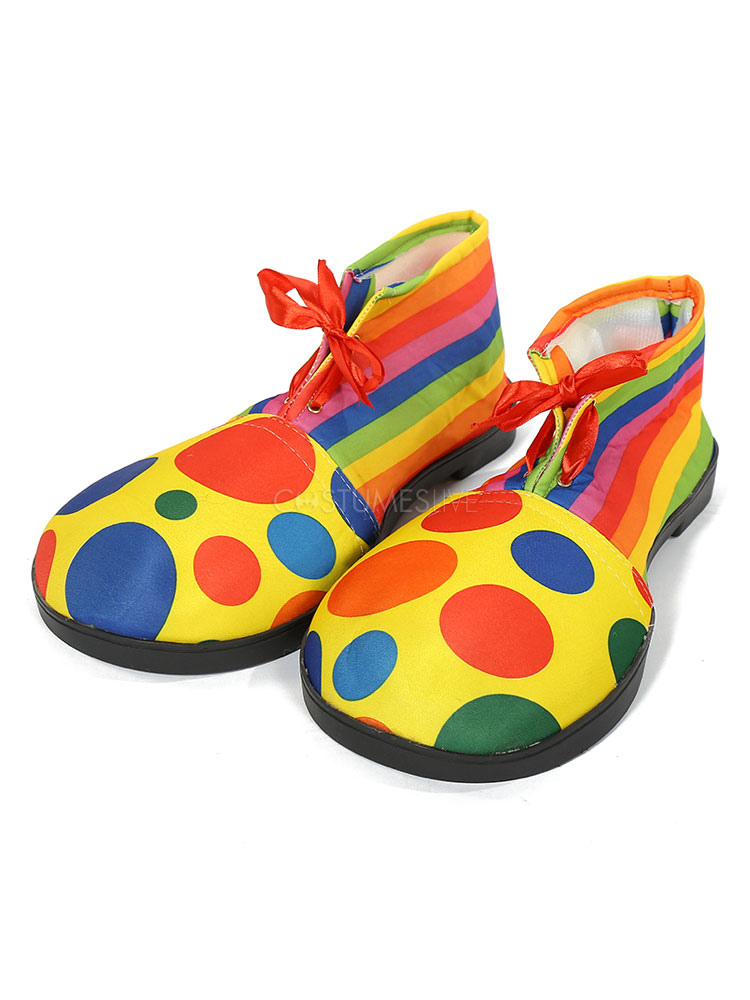 Carnival Clown Shoes Yellow Funny Costume Polka Dot Strappy Footwear ...