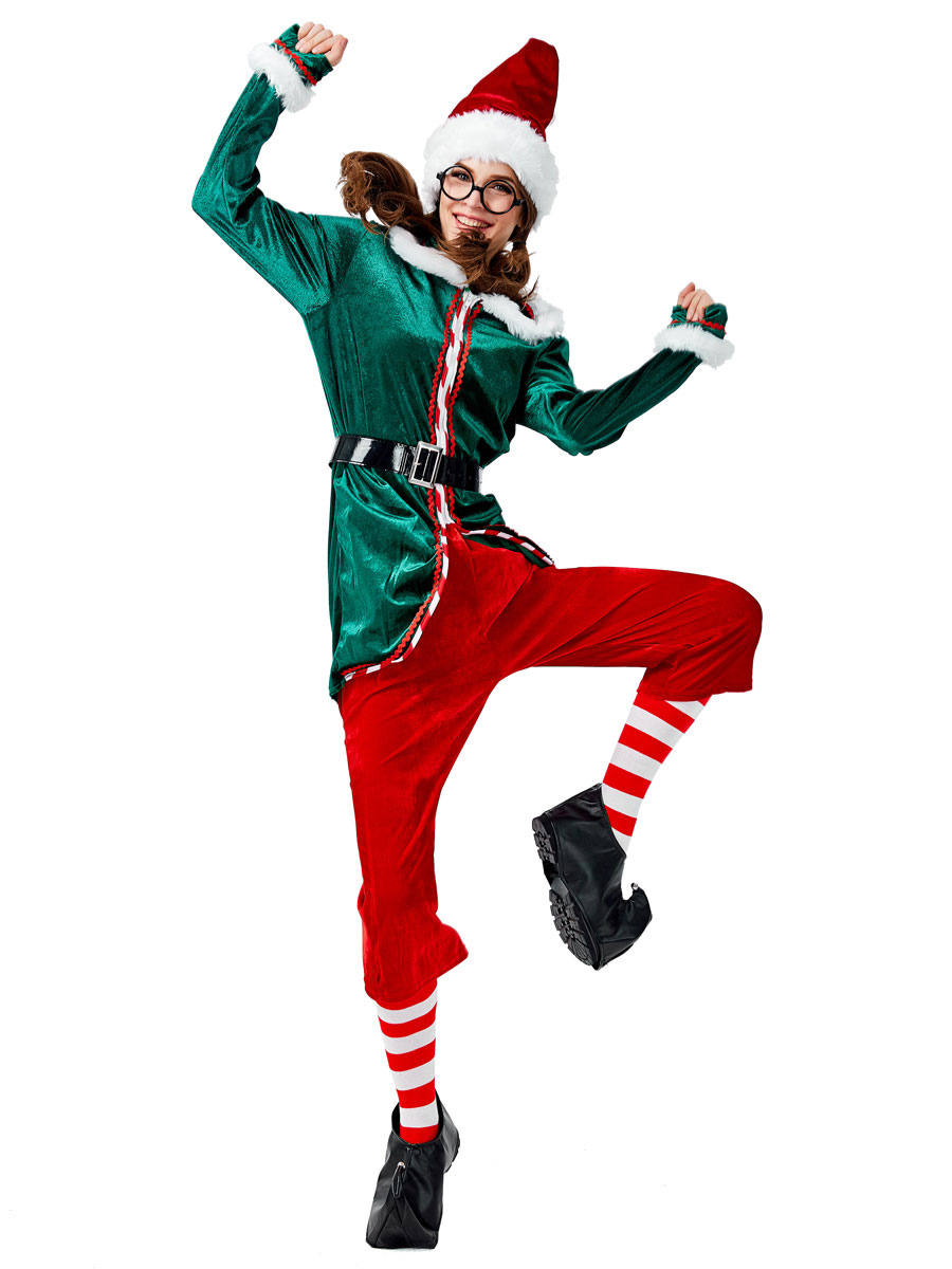 サンタコスプレ衣装 女性用 グリーン トップス アンクレット チョーカー 帽子 サッシュベルト パンツ クリスマス 大人用 ポリエステル コスチューム ホリデーコスチューム Costumeslive Com Jp