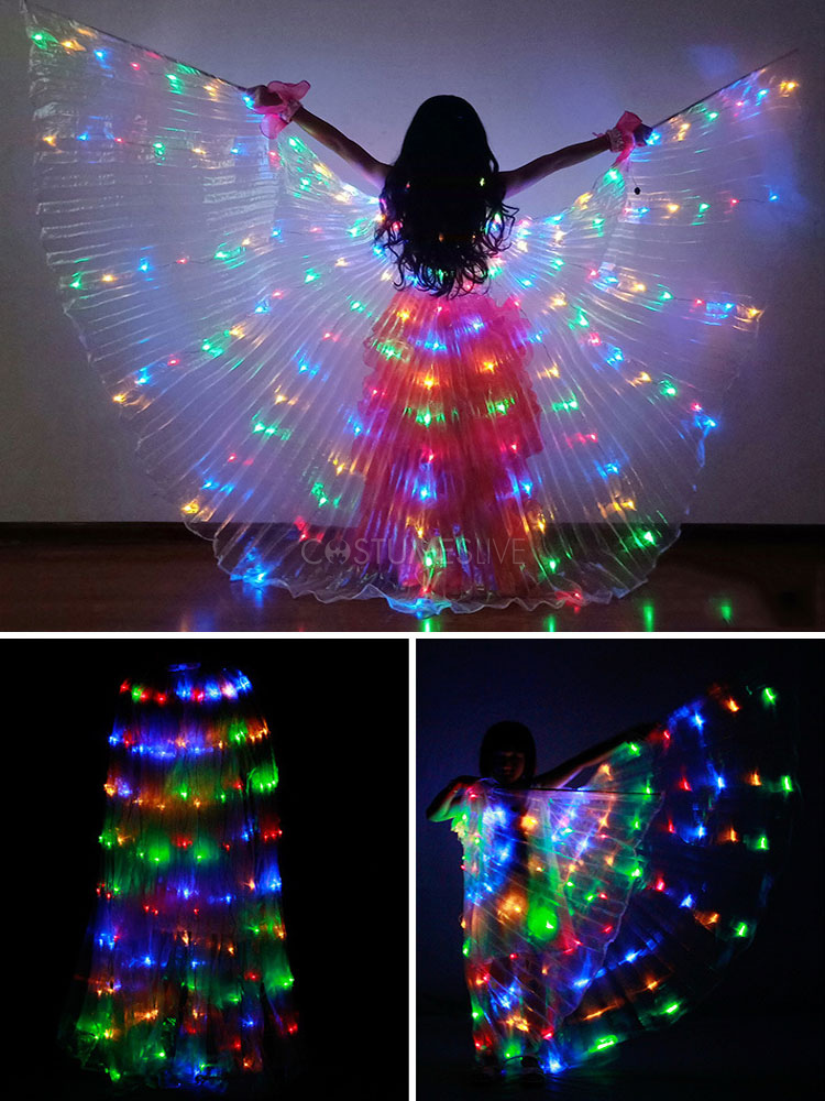 carnaval parfait pour la danse du ventre ailes de papillon lumineuses Crazyfly Cape LED pour danseurs pour enfants fête