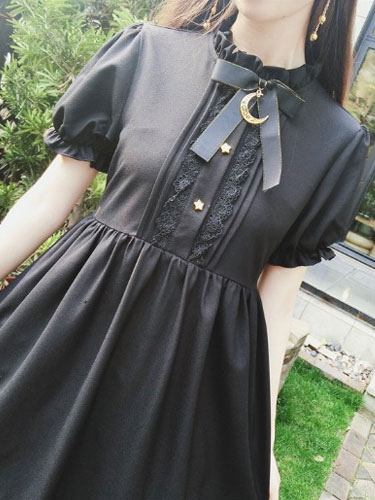 Gothic Lolita Dress Castle In The Moonlight Op Black Chiffon Lolita One Piece Dress Costumeslive Com