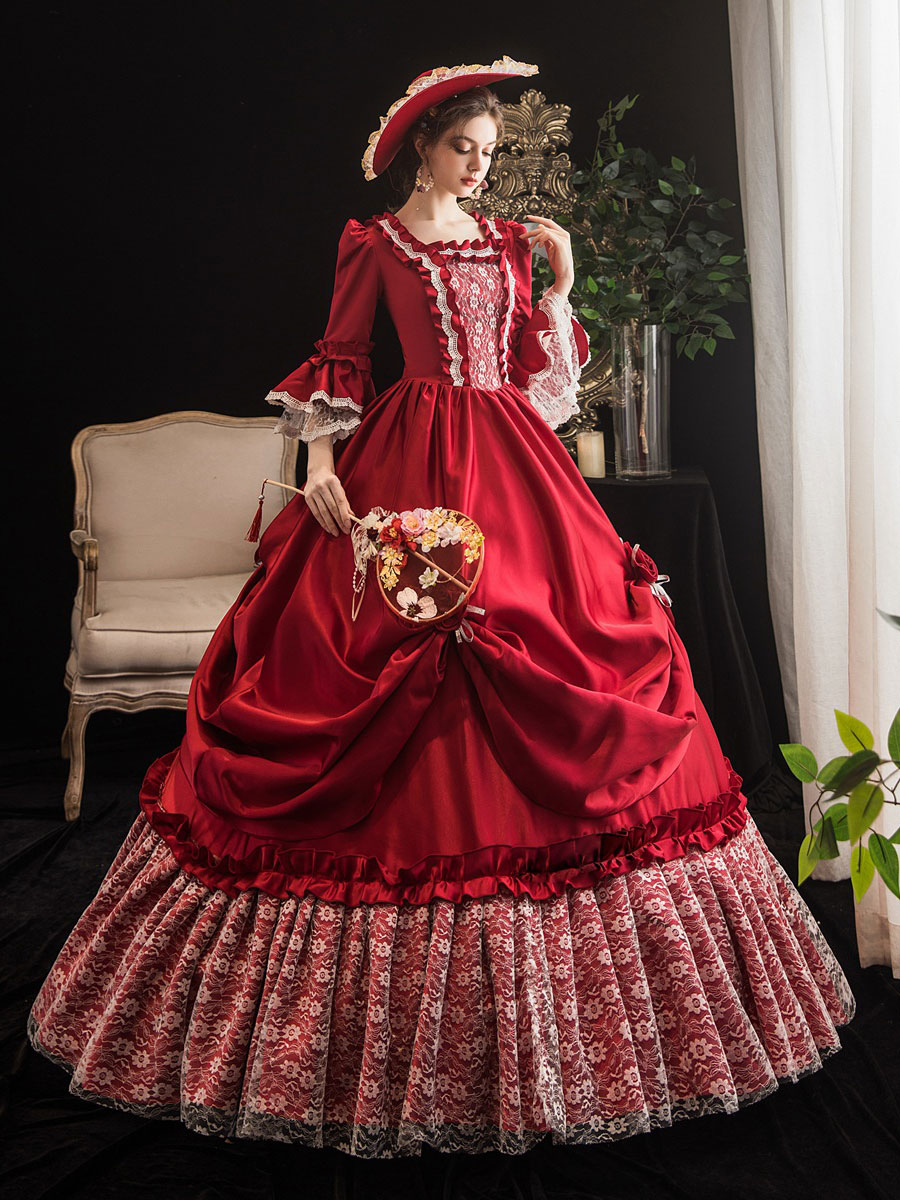 赤いビクトリア朝のレトロな衣装マリーアントワネットコスチュームドレスヴィンテージ服 Costumeslive Com Jp