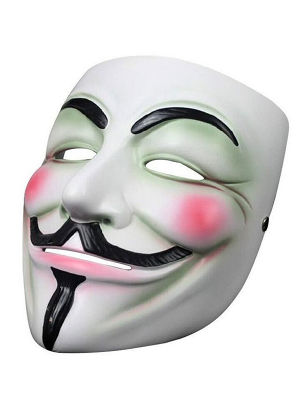 Maschera V Per Vendetta - Costume Halloween Cosplay Hacker Anonimo Con Cinturino Regolabile