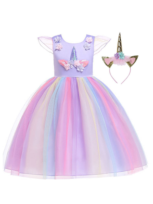 vestido de criança de unicórnio