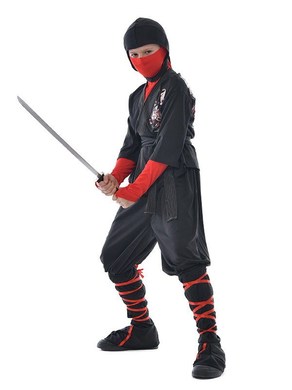 子供のためのハロウィンコスチューム黒忍者ポリエステルマスクジャンプスーツ2ピースセット Costumeslive Com
