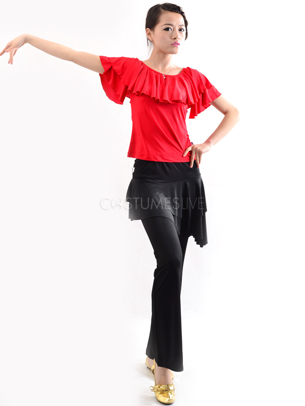 赤の美しいレーヨン シックな女性のラテン系のダンスの衣装 Costumeslive Com Jp