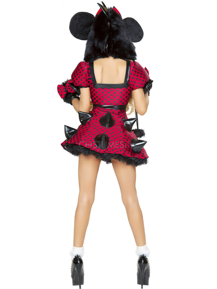 Red Polyester Polka Dot Women's Sexy Fantasy Costume - Costumeslive.com