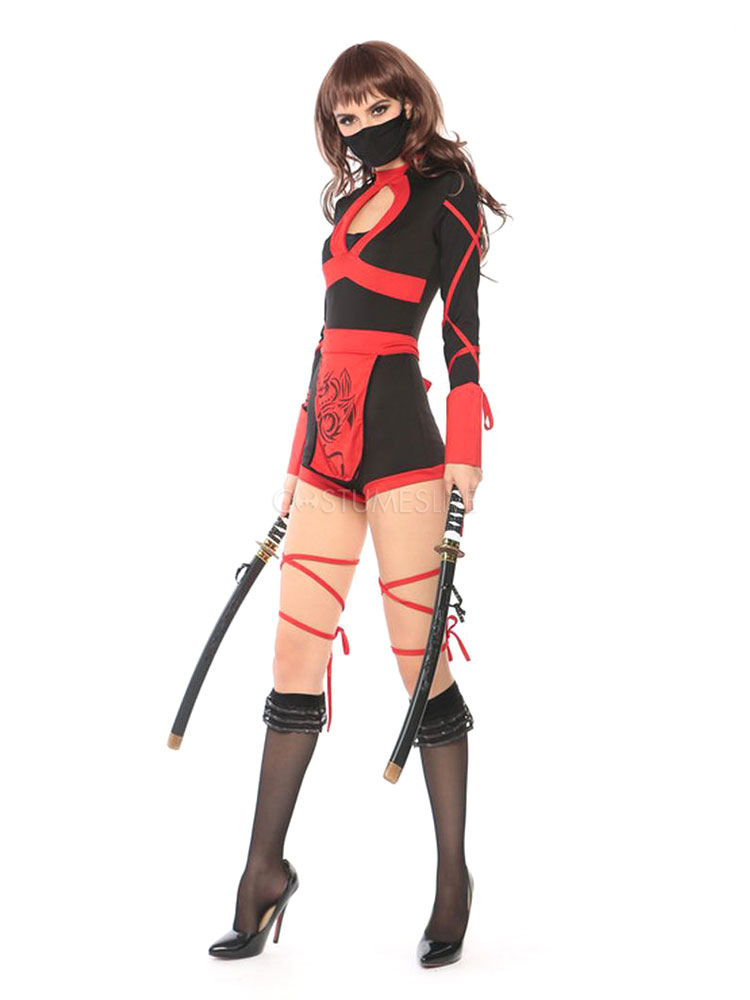 Tuta Da Donna Di Halloween Costume Da Ninja Nero Costumeslive Com