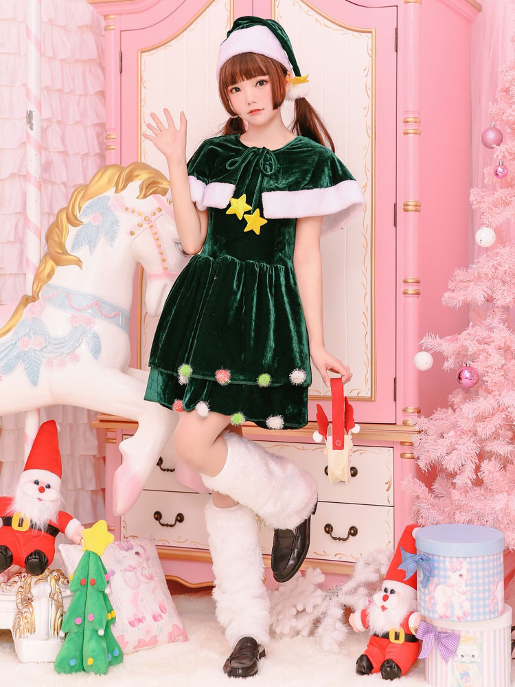 Christmas Tree Costume Green Short Dresses Set For Women Halloween Costumeslive Com