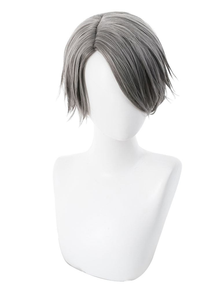 Anime Boy Halloween Cosplay Wig Short Grey Wig