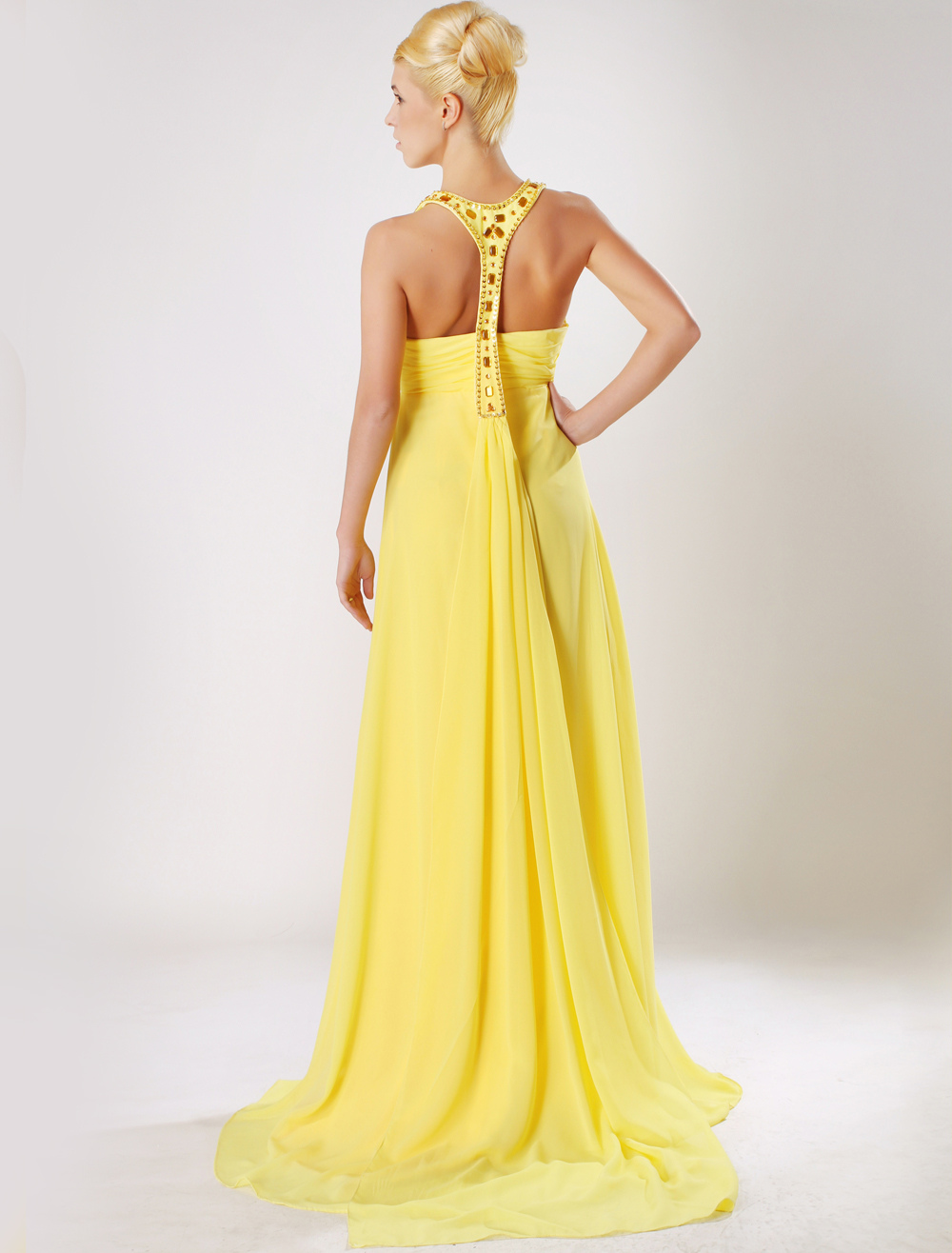 Nobel Daffodil Bandeau VNeck Chiffon Evening Dress