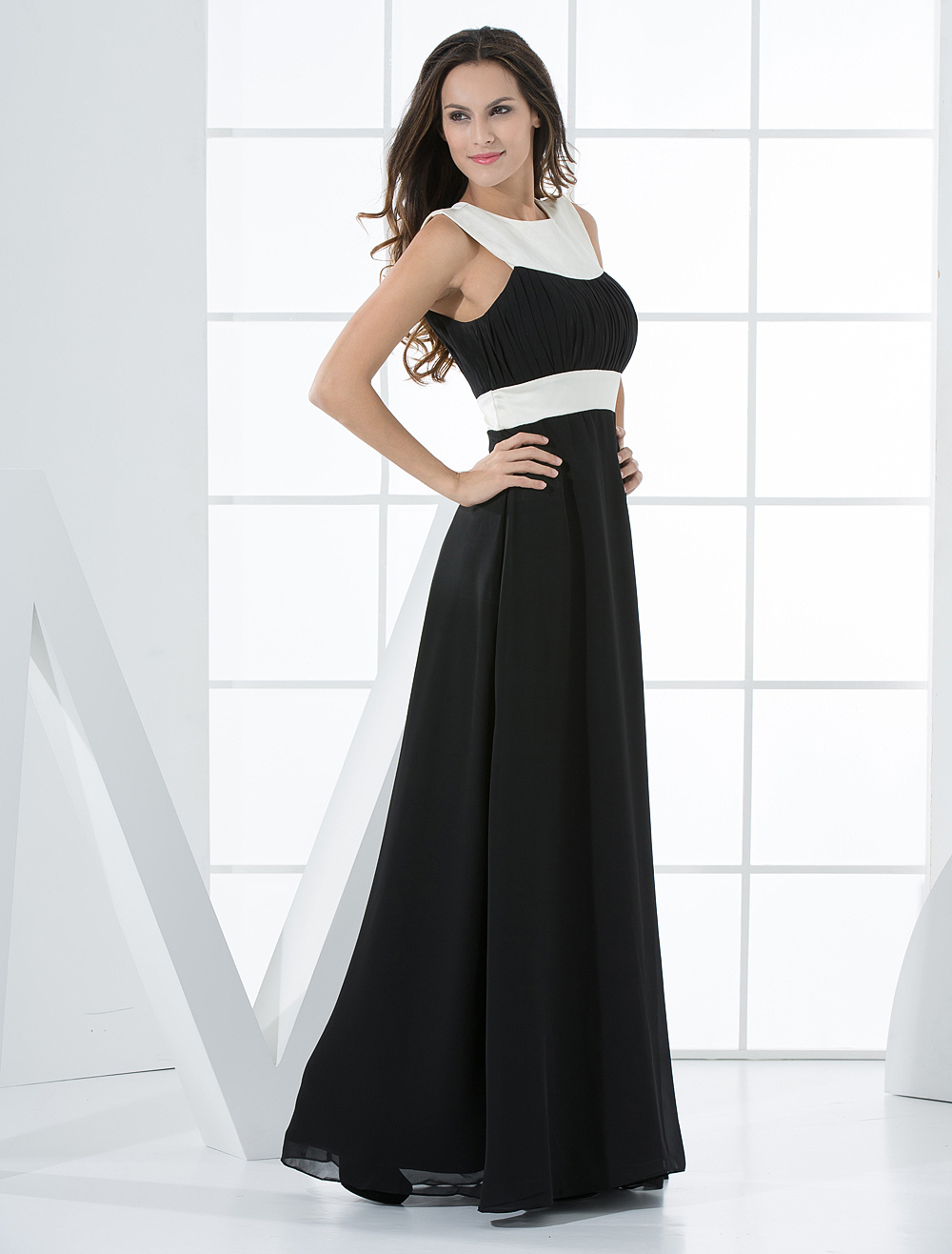 Black Sash Satin Evening Dress - Milanoo.com