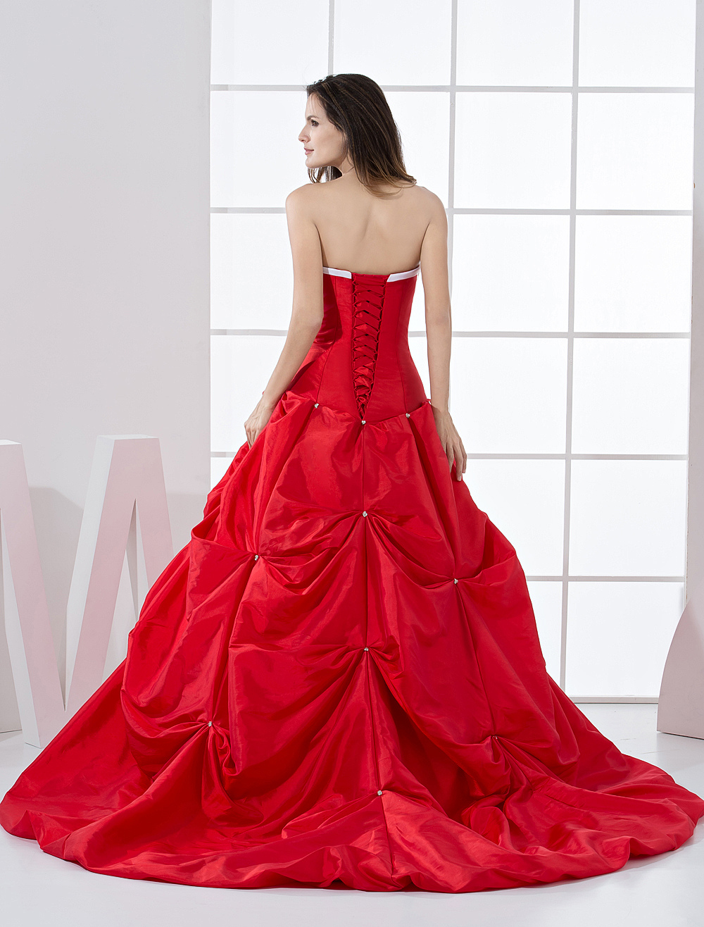 Red Ball Gown Strapless Quinceanera Dress - Milanoo.com