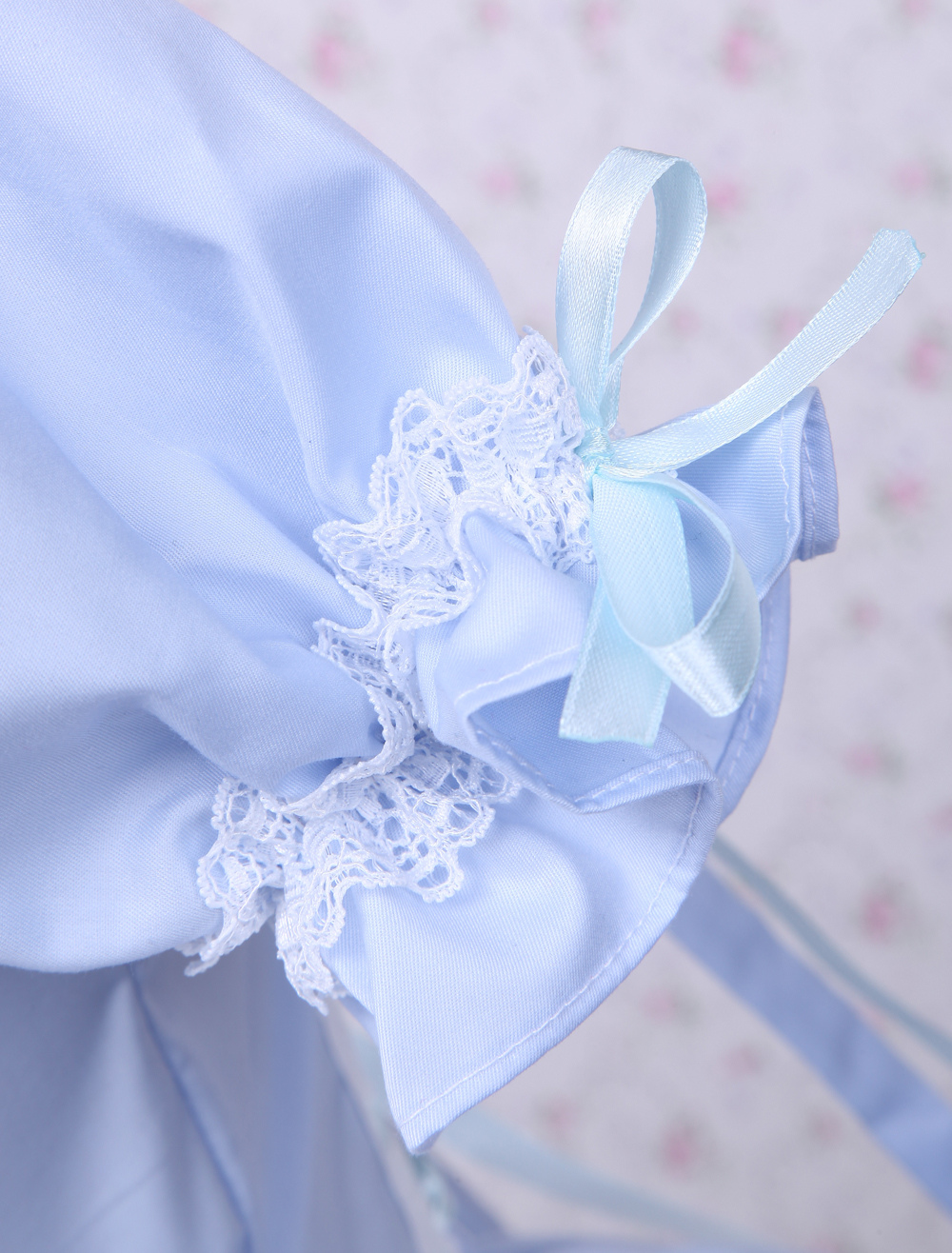 Cotton Blue Short Sleeves Bow Lace Cotton Classic Lolita Dress ...