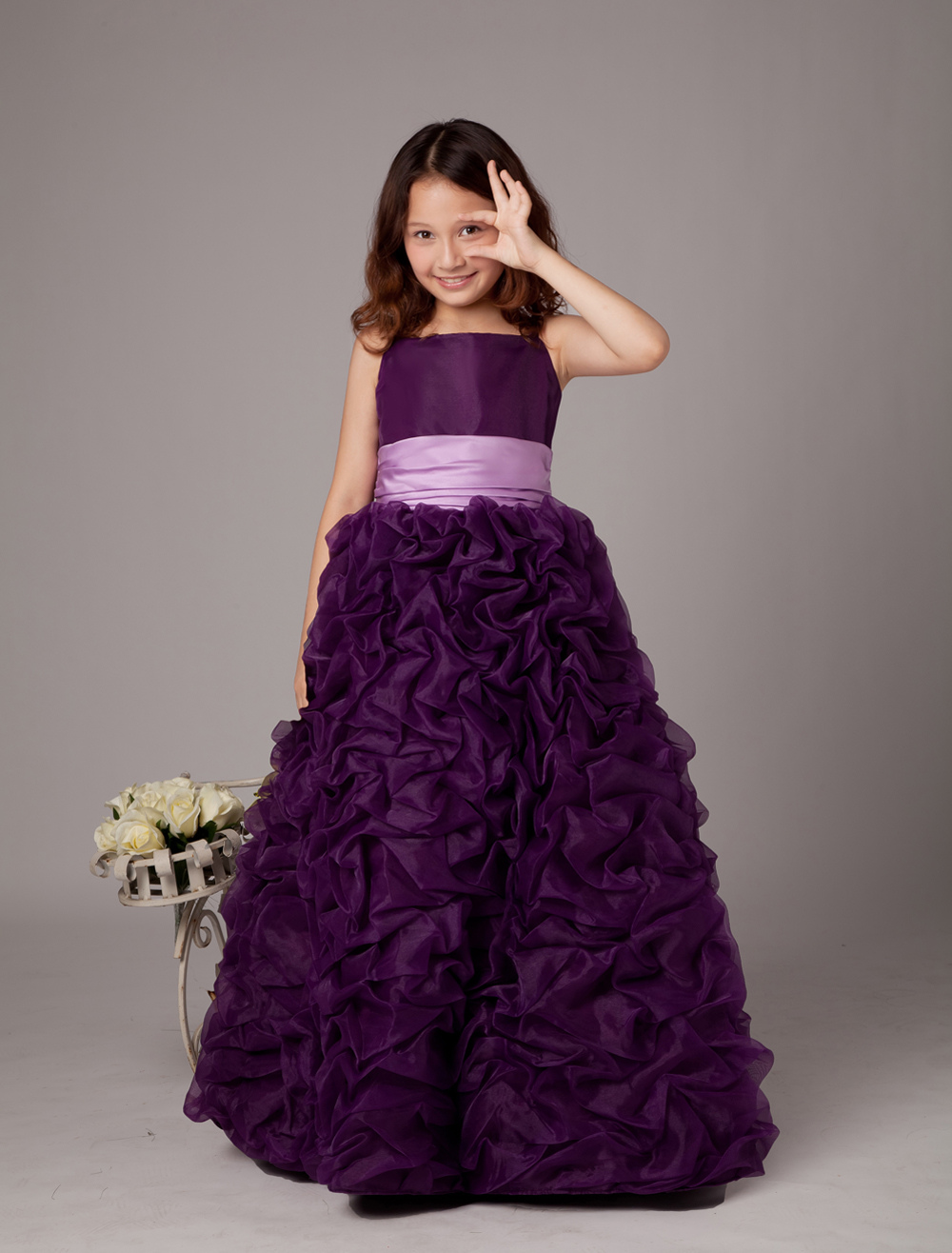 Satin Flower Girl Dress GACH193 main image 1