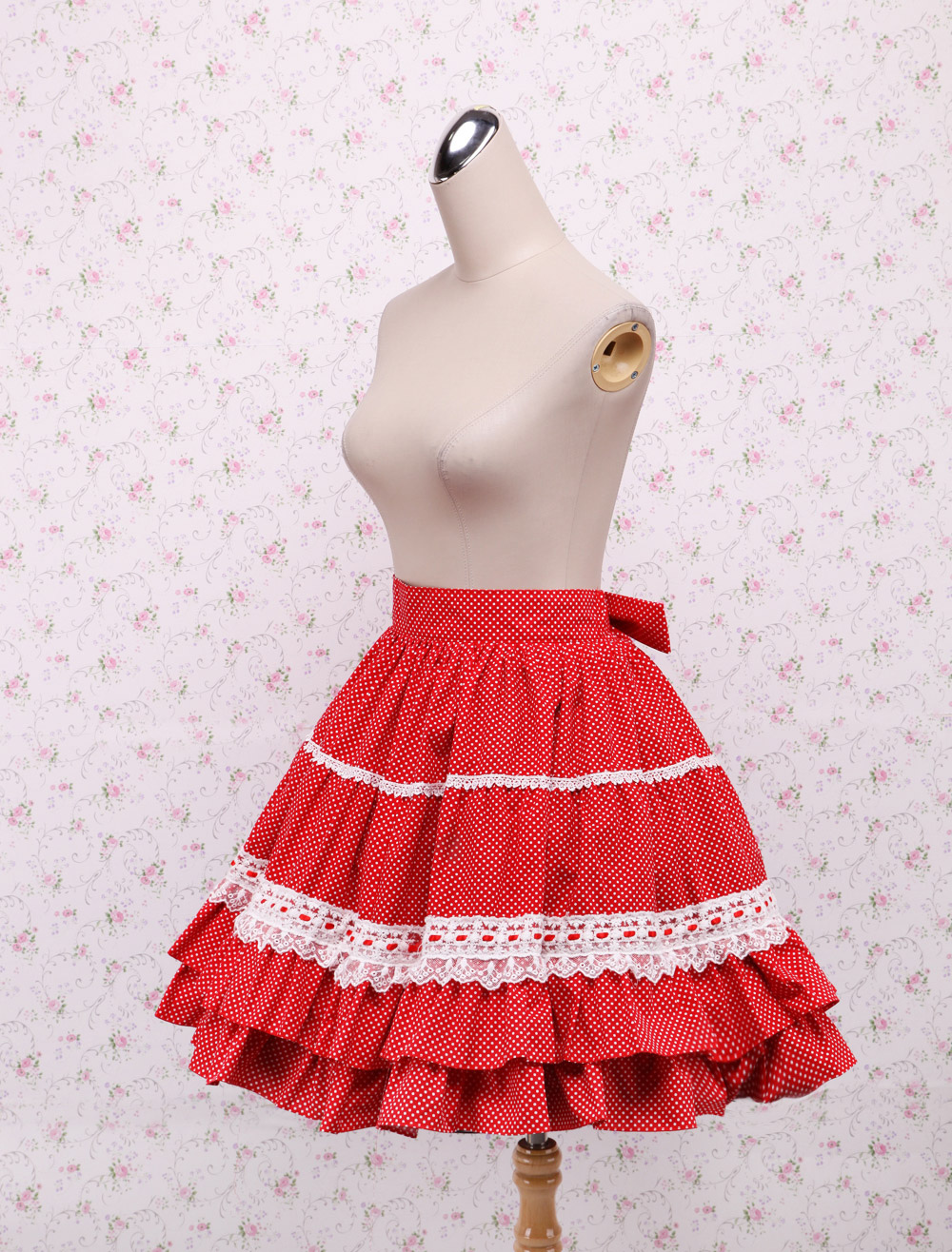 Lace Mini Cake Lolita Skirt – High Waist Ruffle Bow Detail