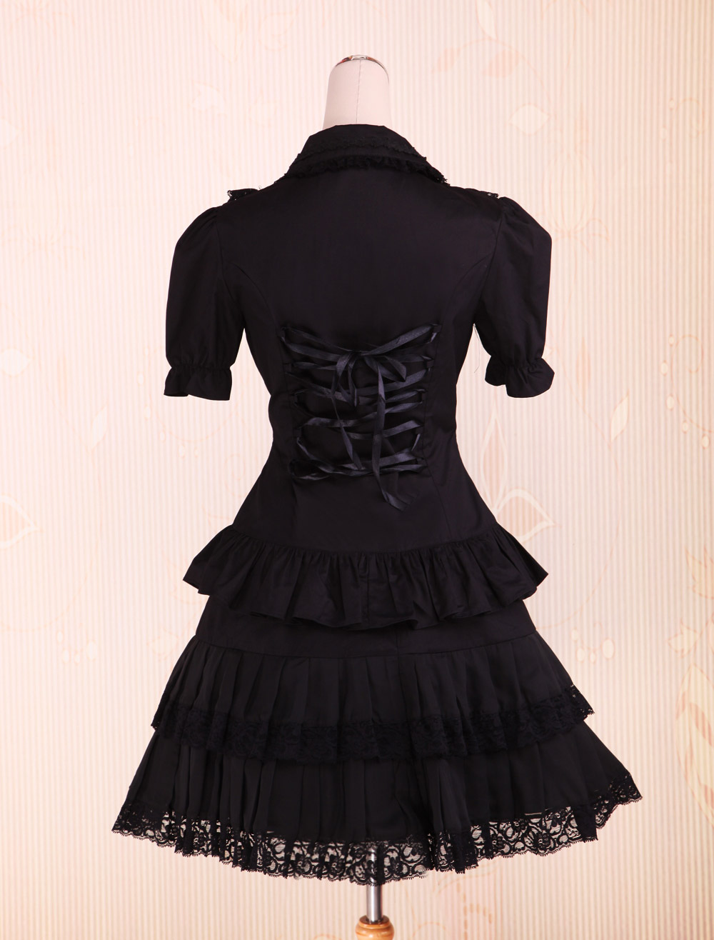 Cotton Black Lolita Blouse And Blue Lolita Skirt Outfit - Milanoo.com