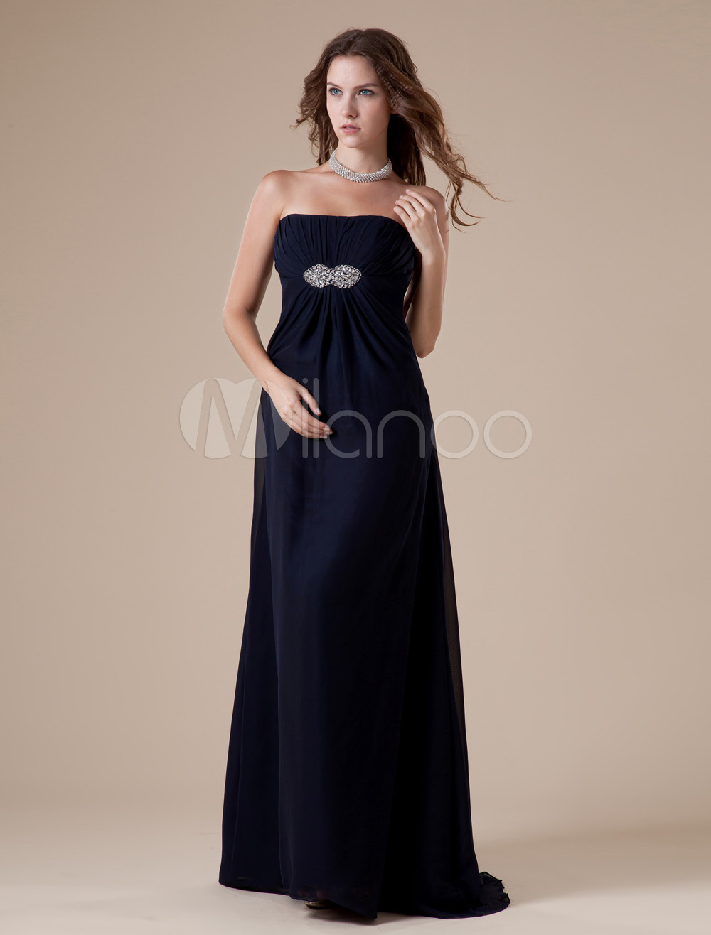 navy floor length gown