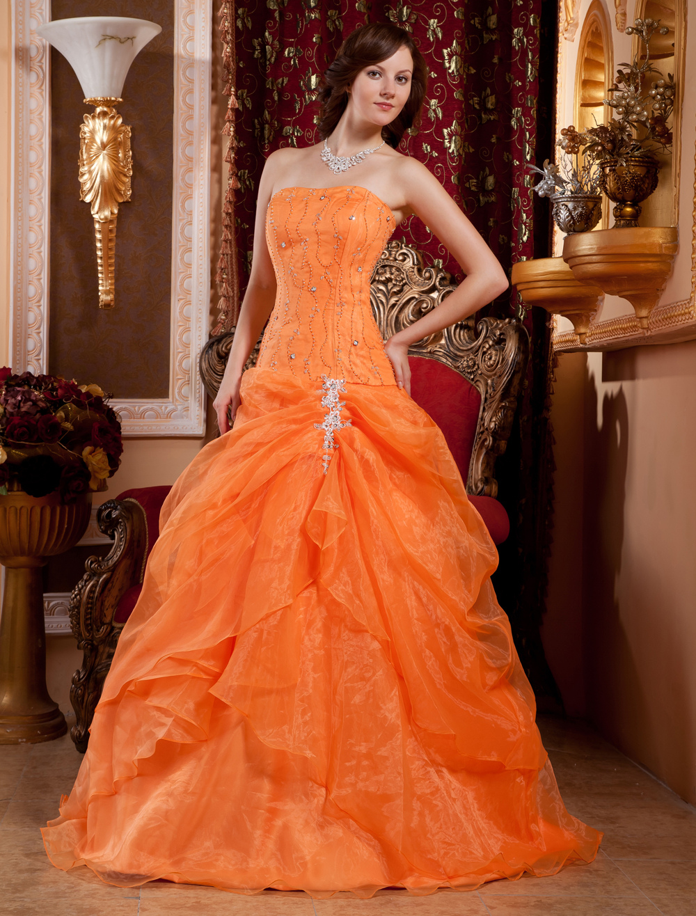 orange gown for wedding