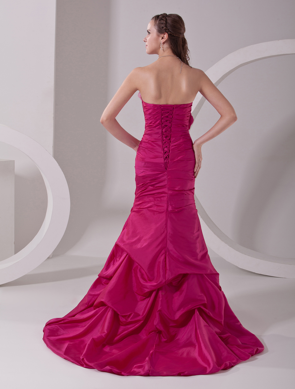 Amazing Fuchsia Taffeta A-line Sweetheart Sweep Evening Dress - Milanoo.com