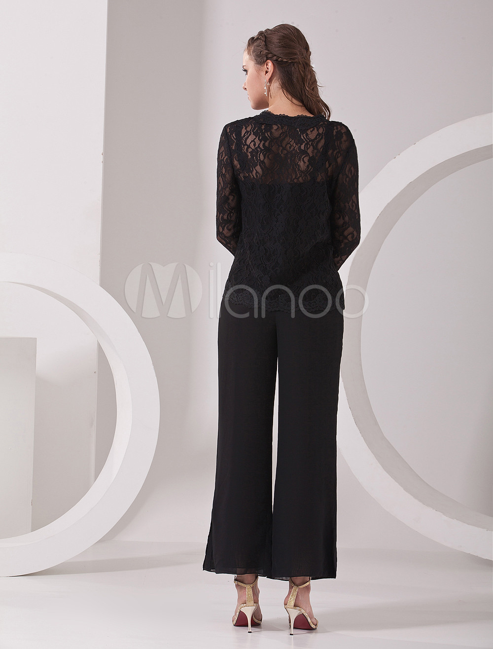 Elegant Black Chiffon Mother Of The Bride Pant Suits - Milanoo.com